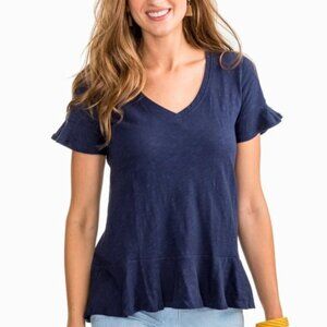 Southern Tide Women's Gemma V Neck Peplum Top - XS